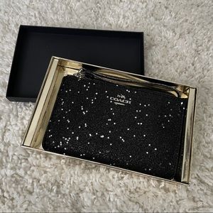 Coach Boxed Star Glitter Corner Zip Wristlet